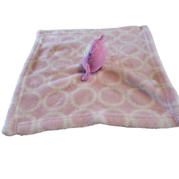 HB Pink Owl Security Blanket Lovey 12x12" Circles Print Baby Comfort Toy Plushie - Picture 9 of 11